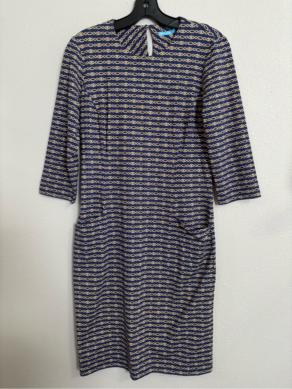 J. McLaughlin Navy and yellow chain print Dress